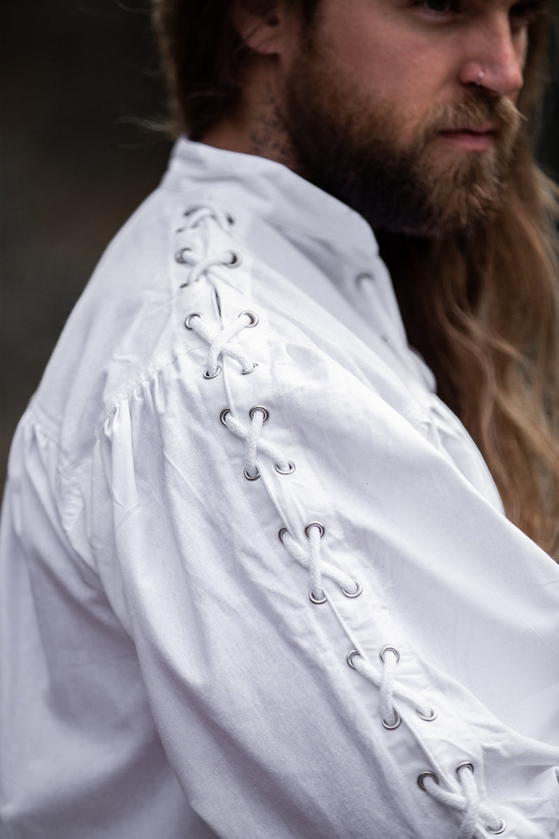 Piratenhemd met veters, wit