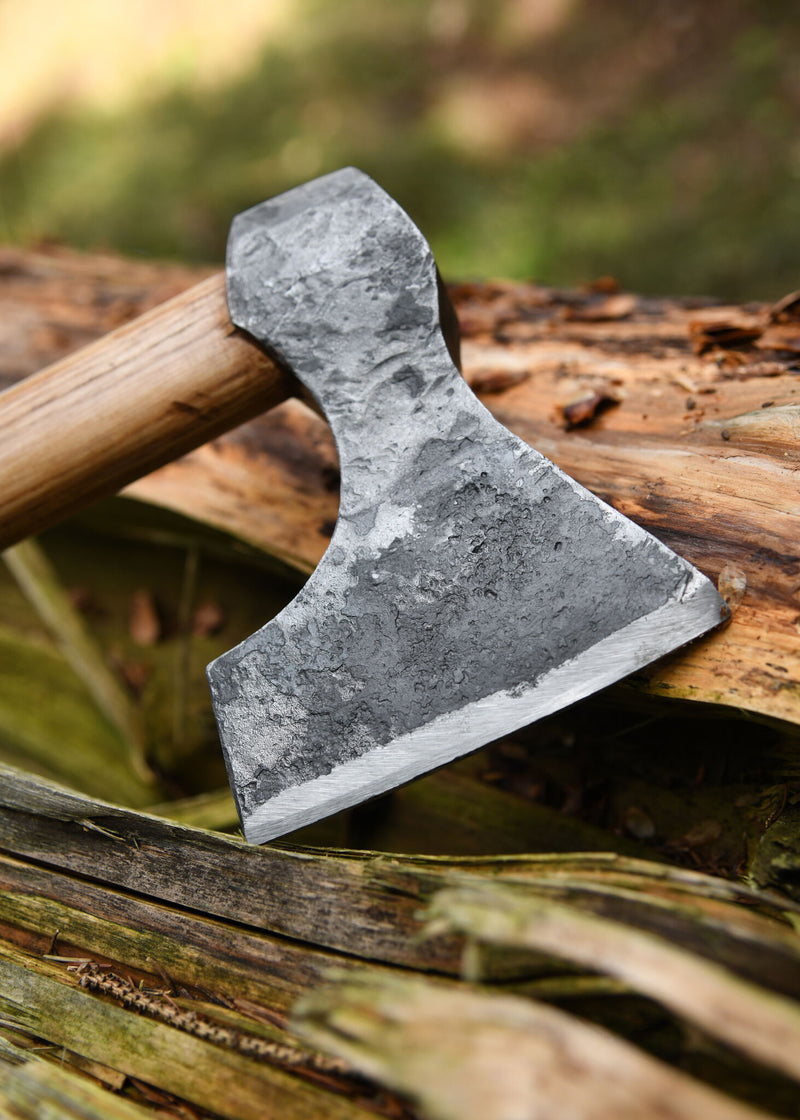 Hache viking, forgée à la main acier, type D, semi-tranchante 