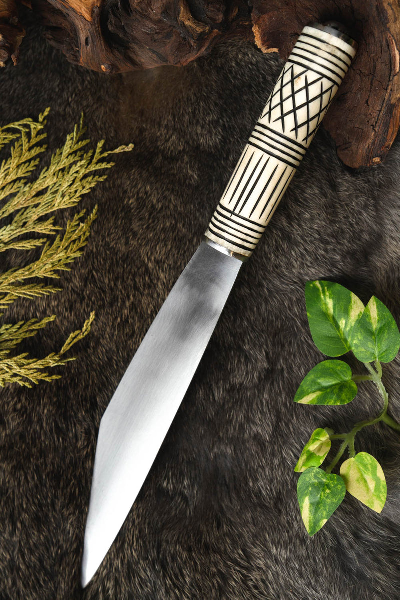 Vikingsax met benen grip, semi-scherp