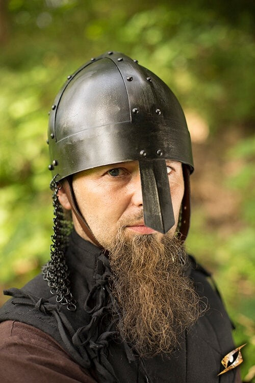Viking spangenhelm met maliën, donker, 1-1.2 mm
