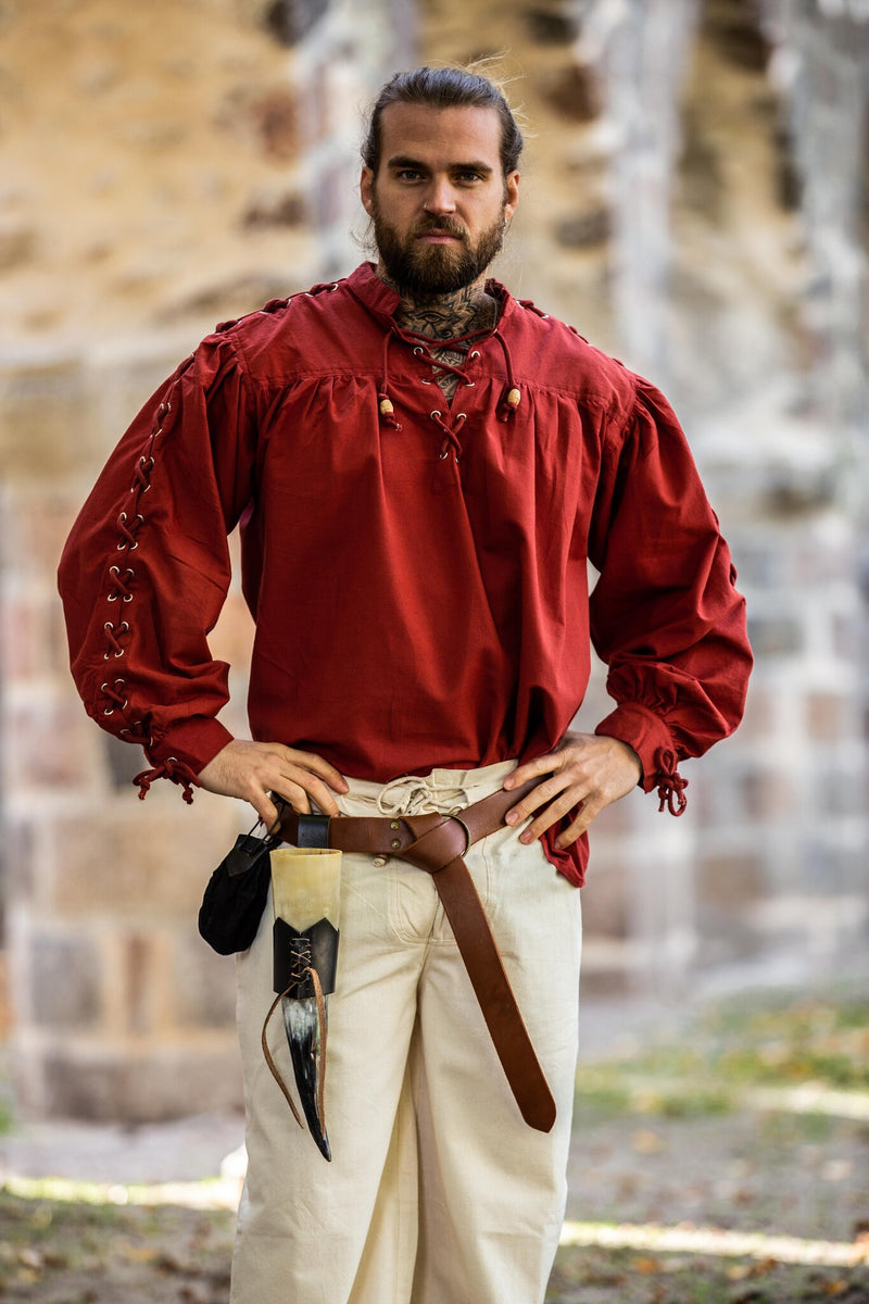 Piratenhemd met veters, rood