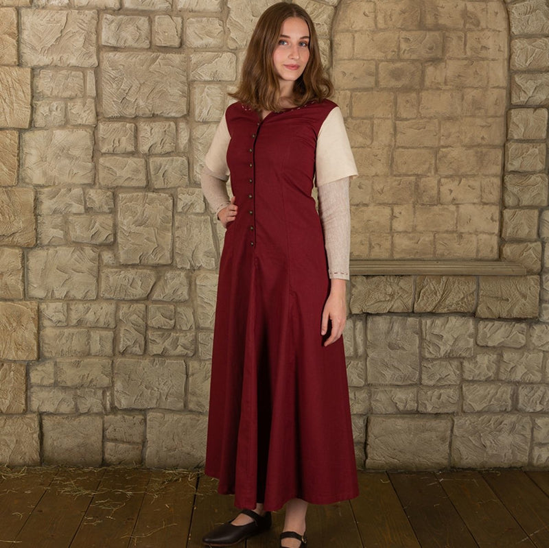 Médiévale kirtle Elodie, rouge/crème 