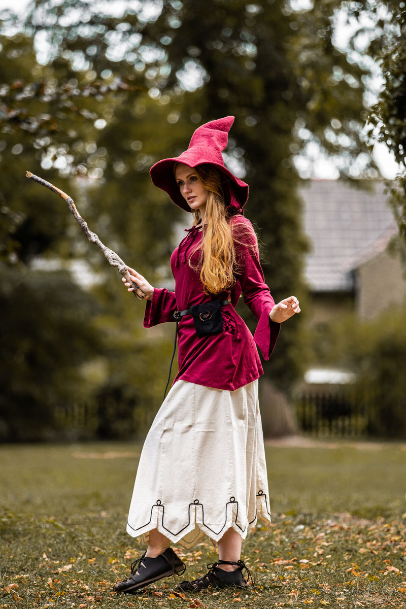 Heksehat, rød, uldfilt 