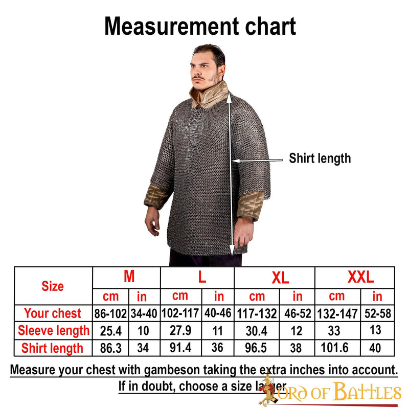 Maliën haubergeon, gemixte platte ringen, ronde klinknagels, 9mm