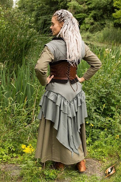 Corset en cuir Margot, brun 