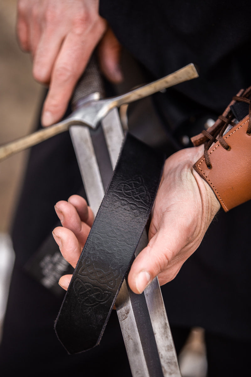 Riem met ringsluiting, Keltische knopen, zwart