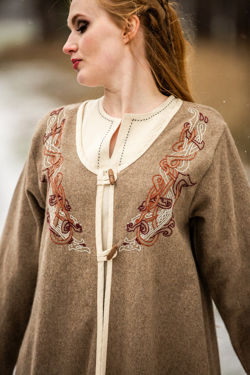 Viking kaftan Skadi, zand, wolmix