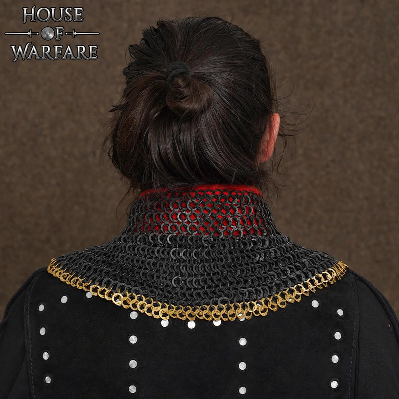 Maliën standard, zwart, gemixt geklonken platte ringen, 9 mm, messing rand