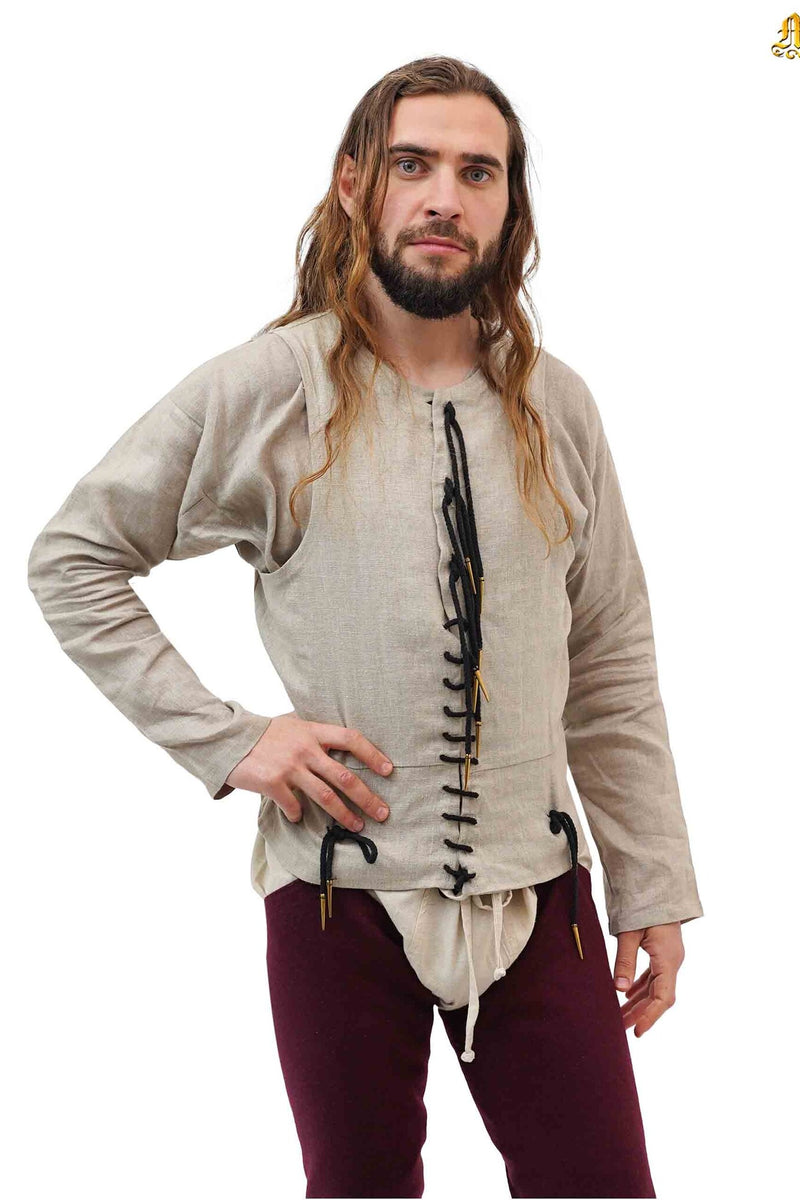 14de-15de eeuwse pourpoint, wol, naturel