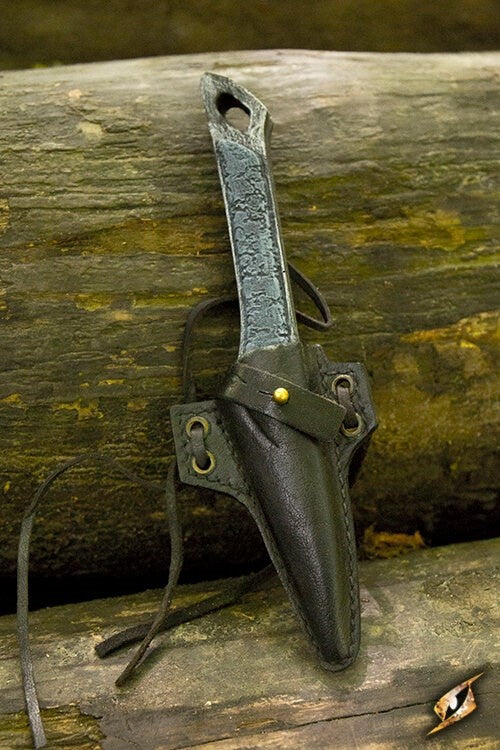 LARP cutthroat knife with holder, black