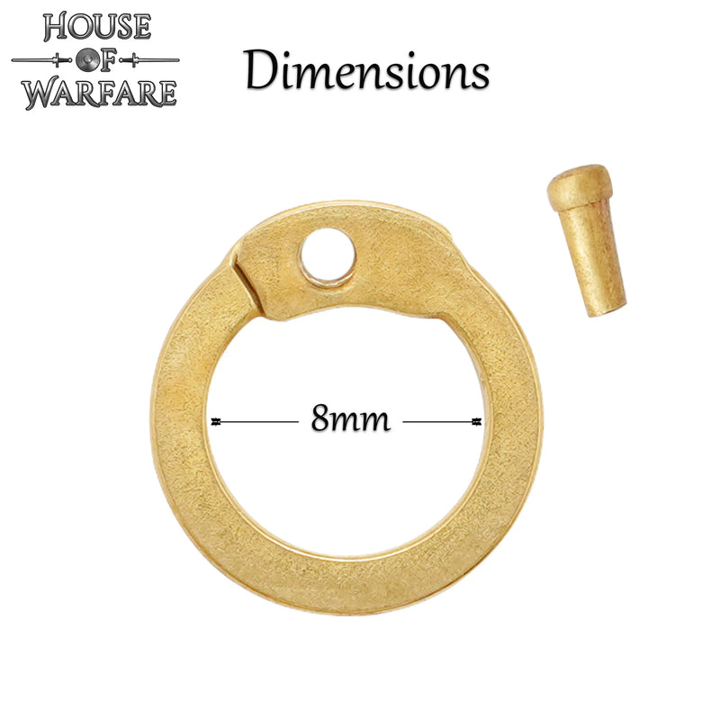 70 g messing maliënkolderringen, platte ringen, ronde klinknagels, 8 mm