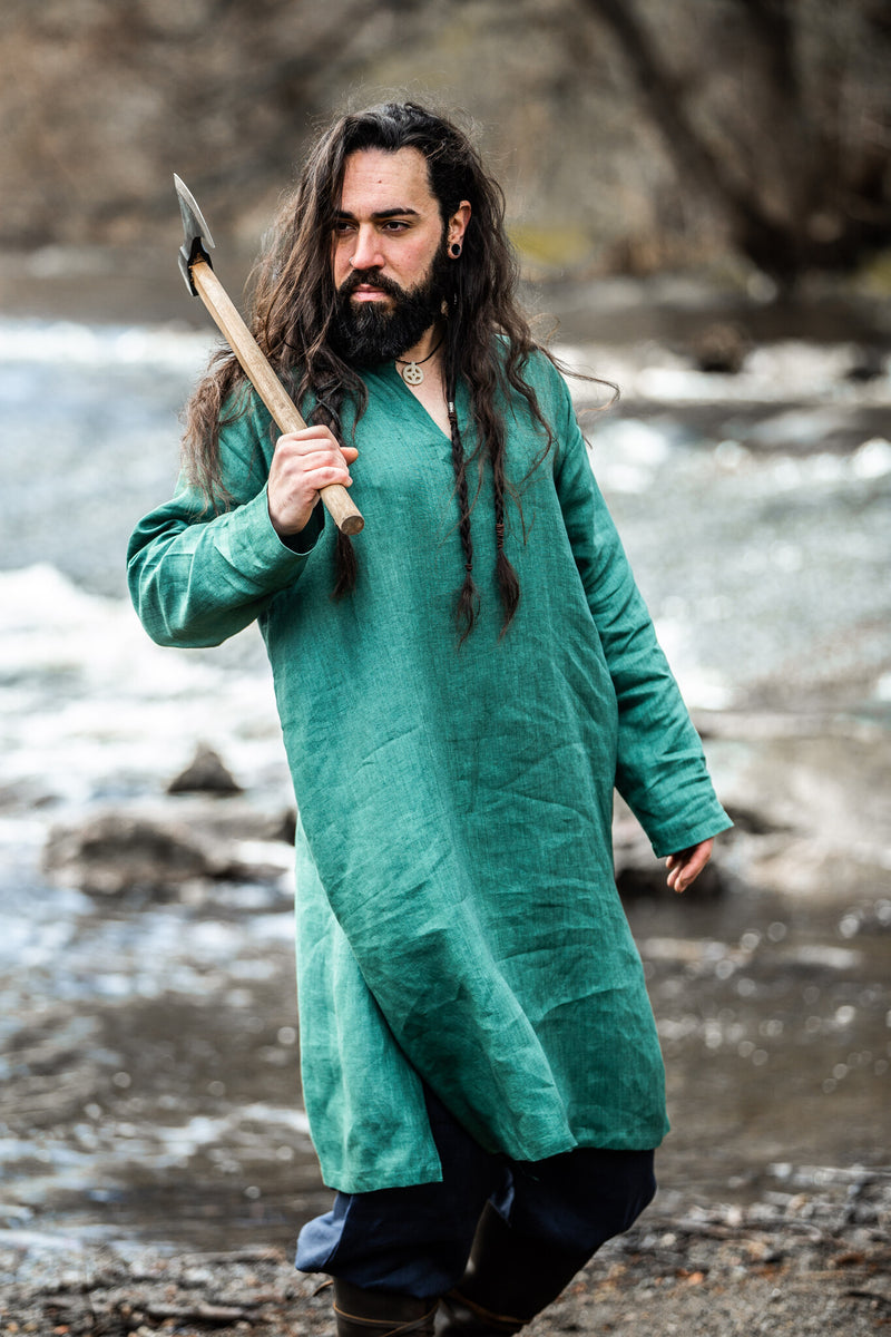 Viking tuniek Halvar linnen, groen