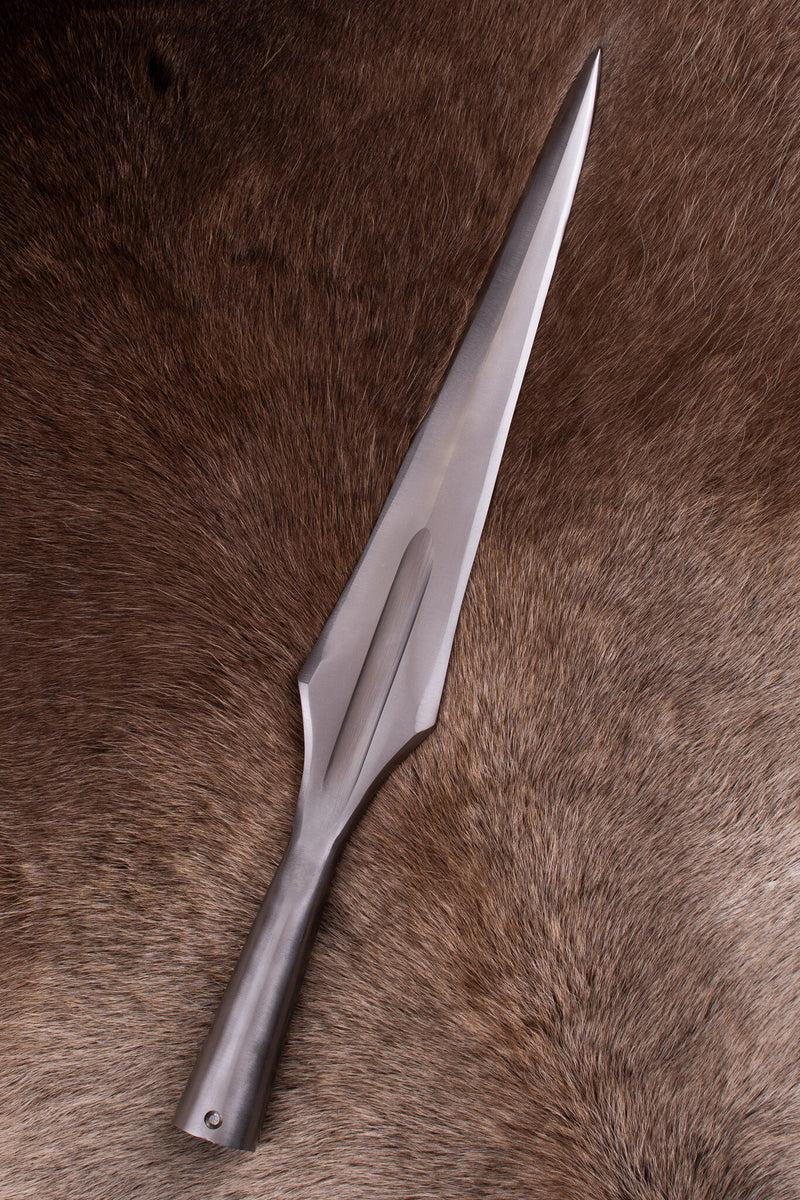 Médiéval pointe de lance avec gouttière, env. 43,5 cm, semi-tranchant 