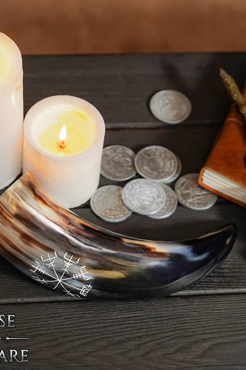 Viking corne à boire avec Vegvisir, 300-500 ml 