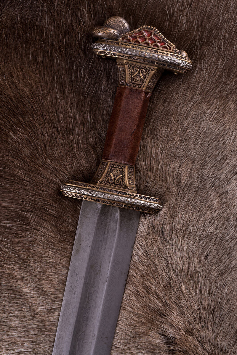 Vendel sword Uppsala 7th-8th century, brass hilt, damast, semi-sharp