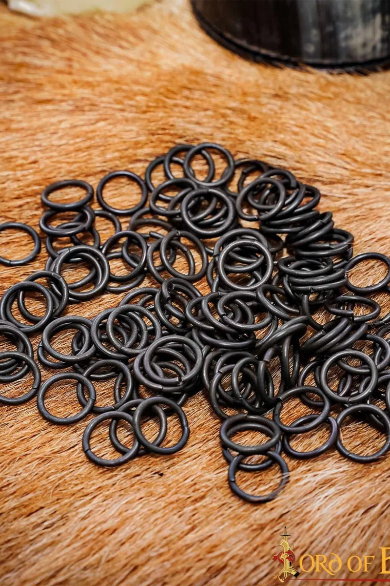 1kg chainmail rings, butted, black 10 mm