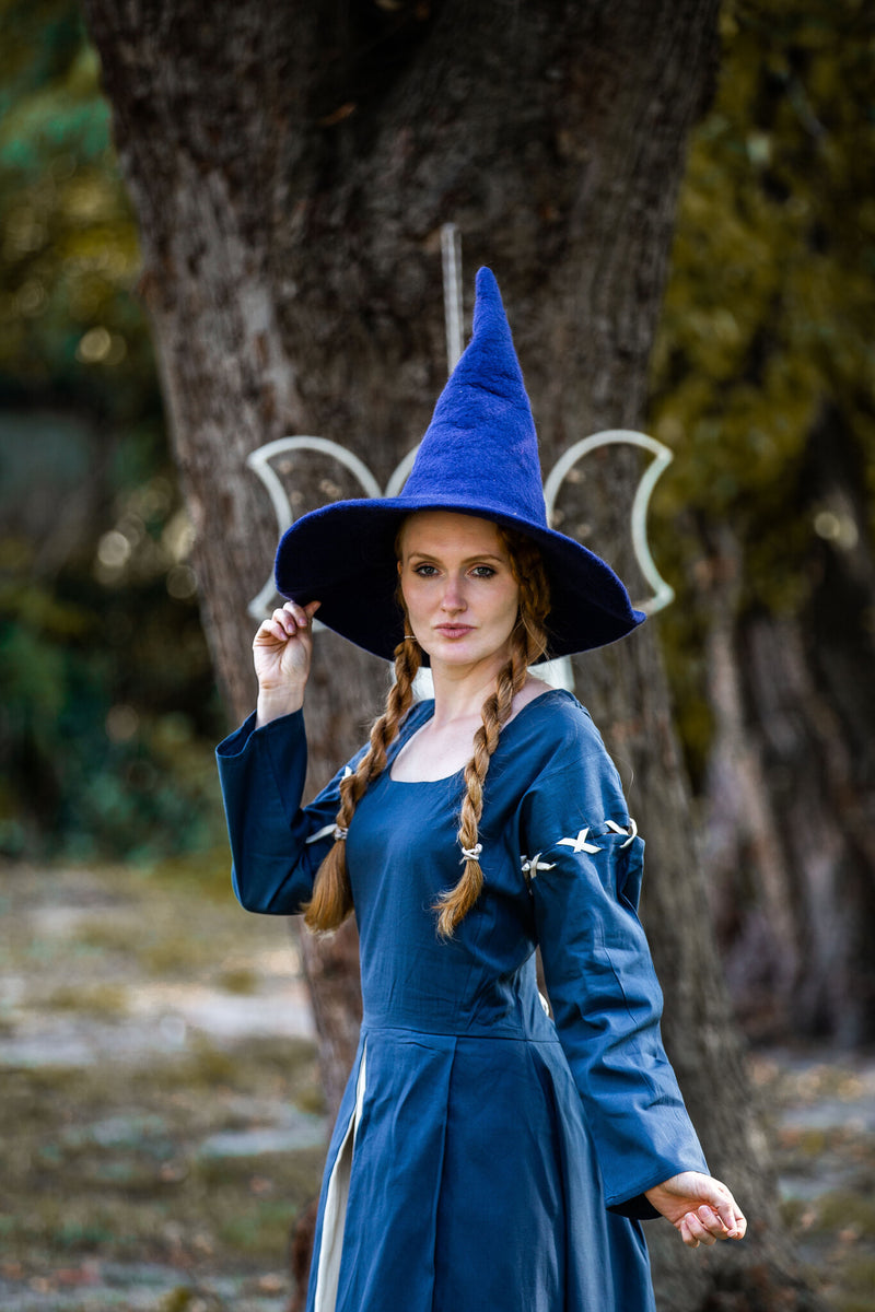 Heksenhoed, wolvilt, blauw