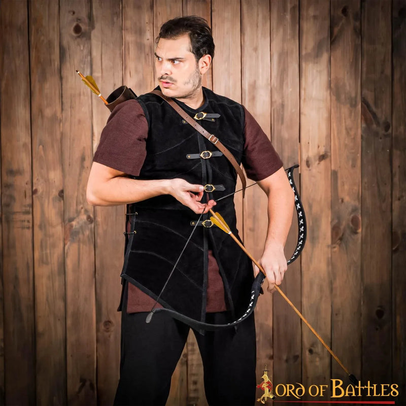 Leren jerkin Belon, zwart