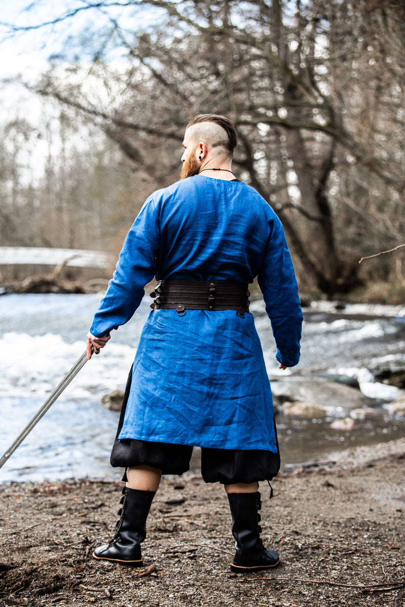 Viking tuniek Halvar linnen, blauw