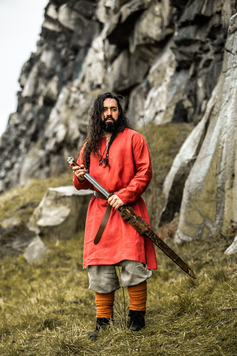 Wikinger -Tunika -Halvar -Leinen, rot