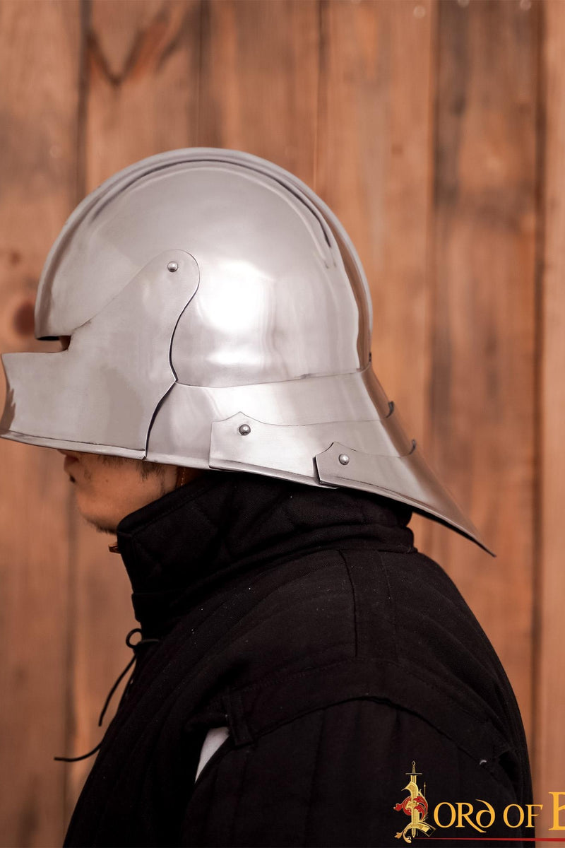 Duitse sallet met nekbeschermer, 2 mm (battle-ready)