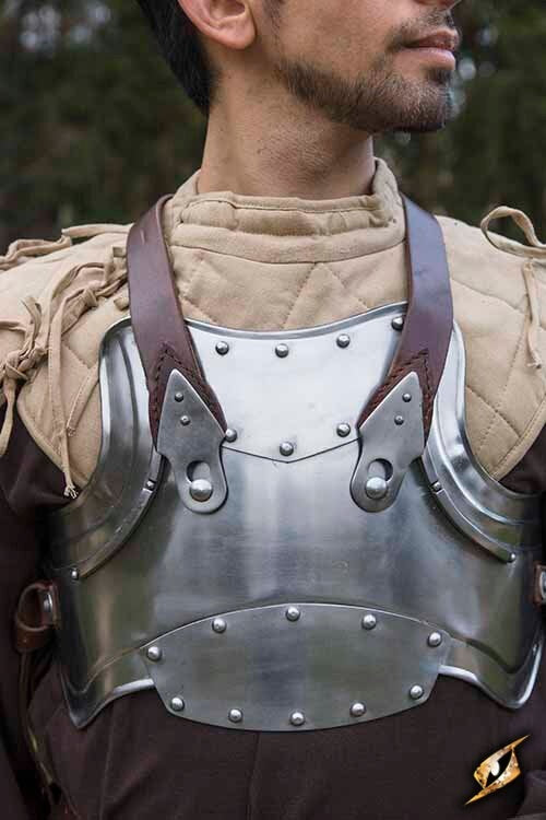 Merc staal-leren borstpantser L/XL, 1 mm