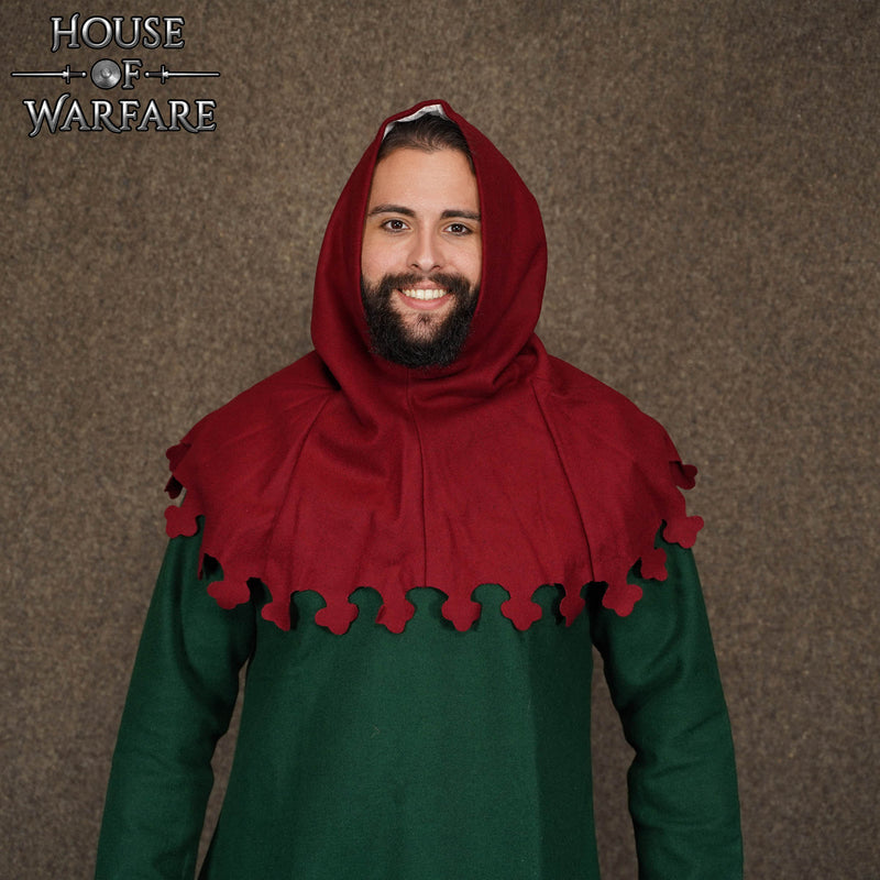Late Medieval Liripipe Hood, Wool, Dark Red