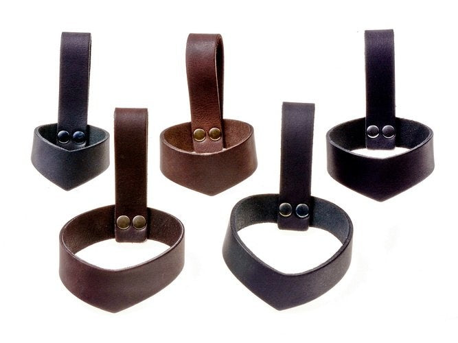 Leather drinking horn holder 0,1-0,2 L, brown