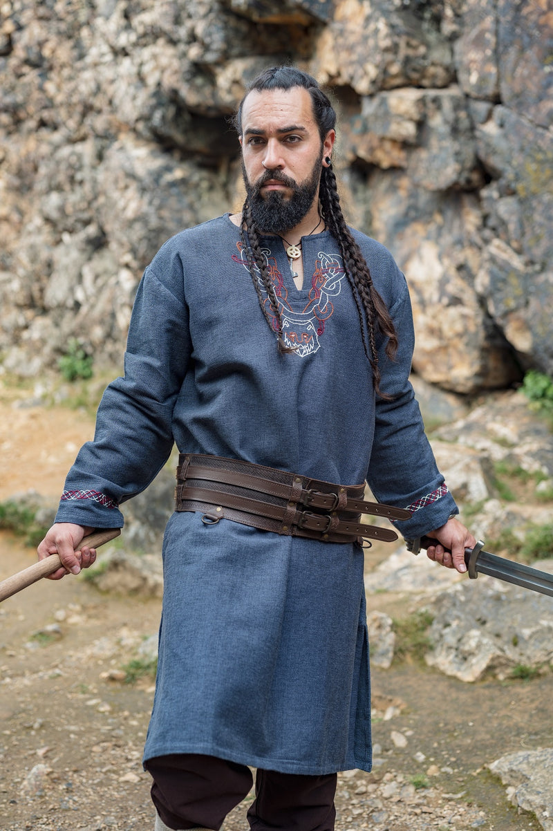 Viking tuniek wolf Fenrir, blauw