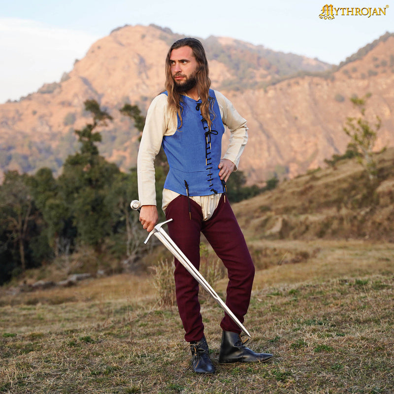 Pourpoint du 14e-15e siècle, laine, bleu 