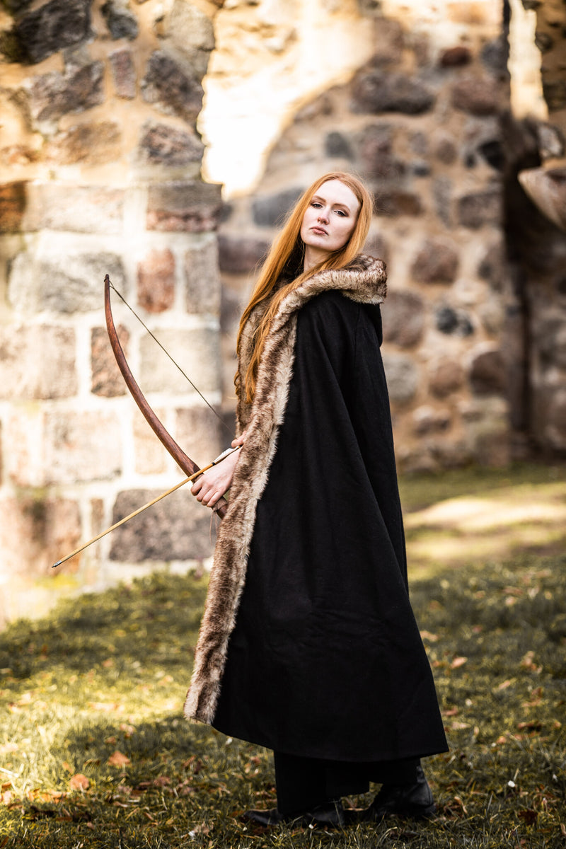 Vikingmantel Fjell, zwart, wolmix