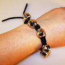 Medieval bracelet with bells, black, brass