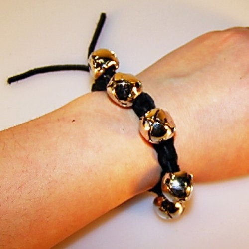 Medieval bracelet with bells, black, brass