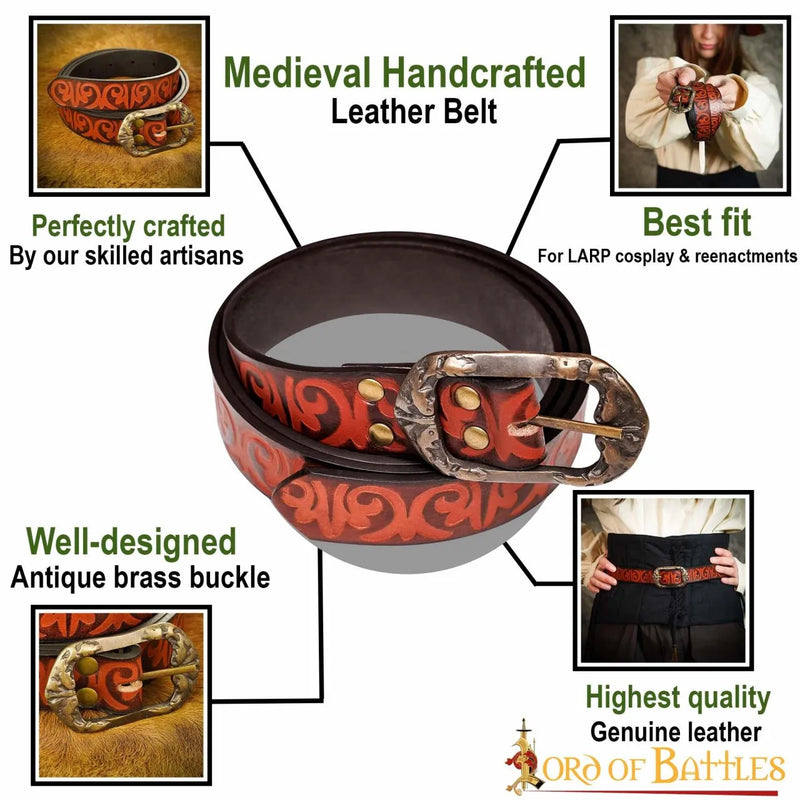 Läder bälte Siofra, 130 cm, brun 