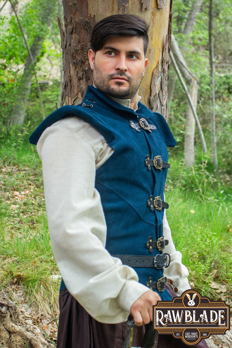 Diego Splitläder Jerkin, blå 