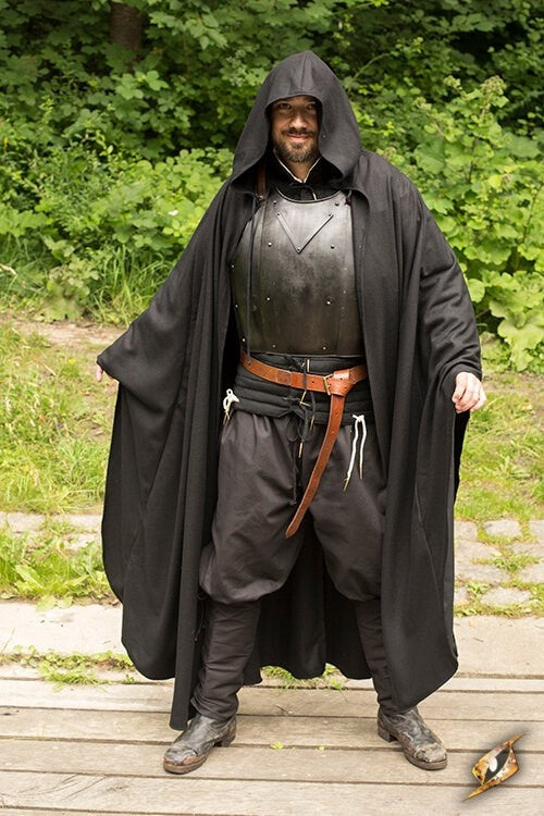 Capa de viaje, negro, mezcla de lana 