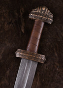 Vikingzwaard eiland Eigg damascusstaal, leren grip, semi-scherp