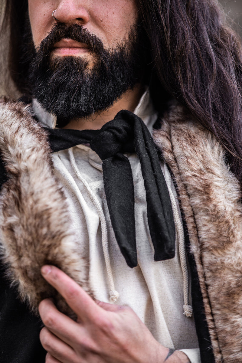 Vikingmantel Fjell, zwart, wolmix