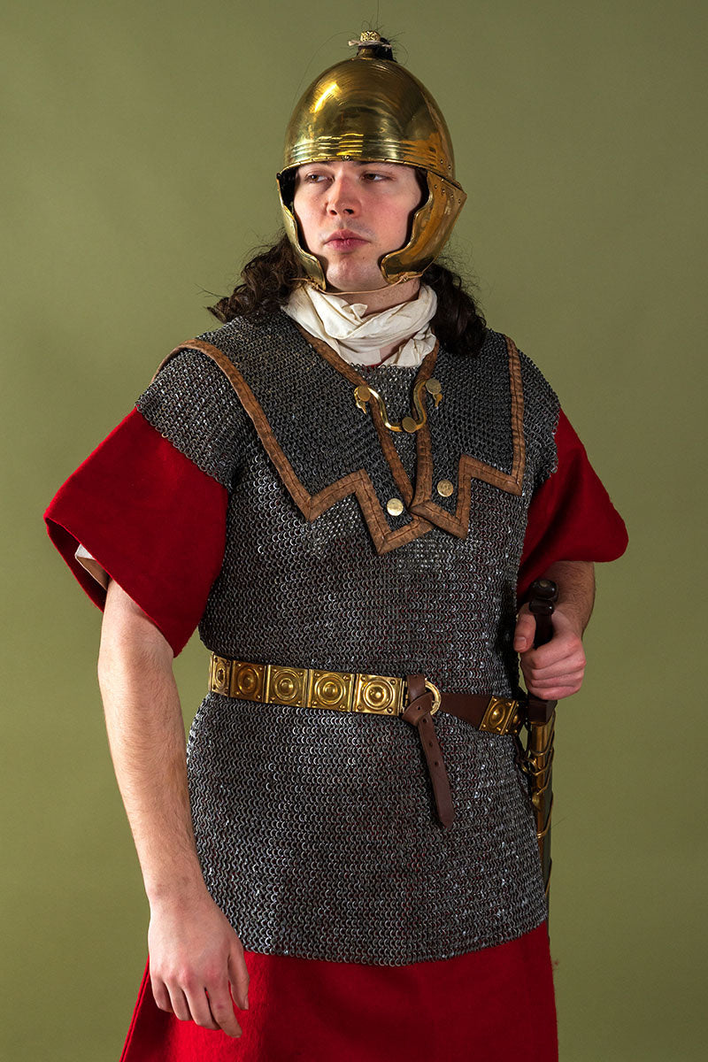 Roman lorica hamata, mixed flat rings - round rivets, 9 mm