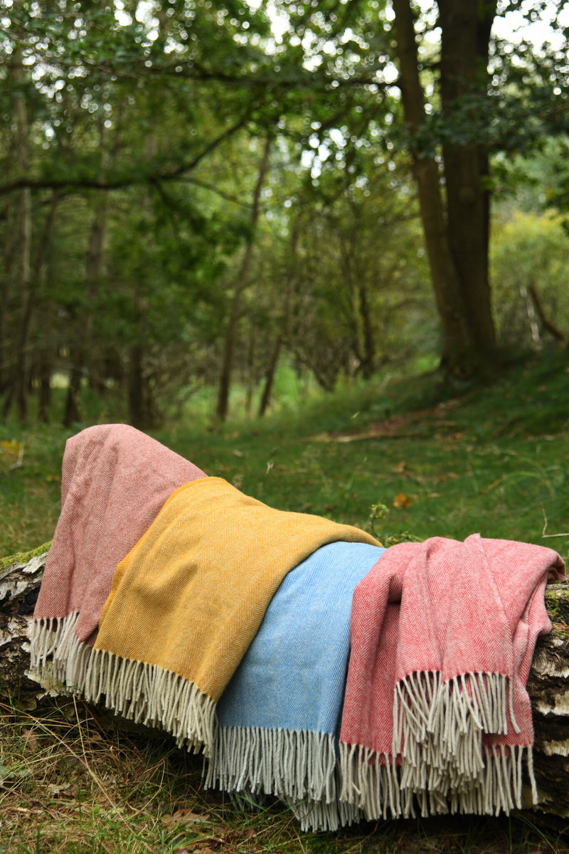 100% wollen deken / mantel, vissegraat, blauw