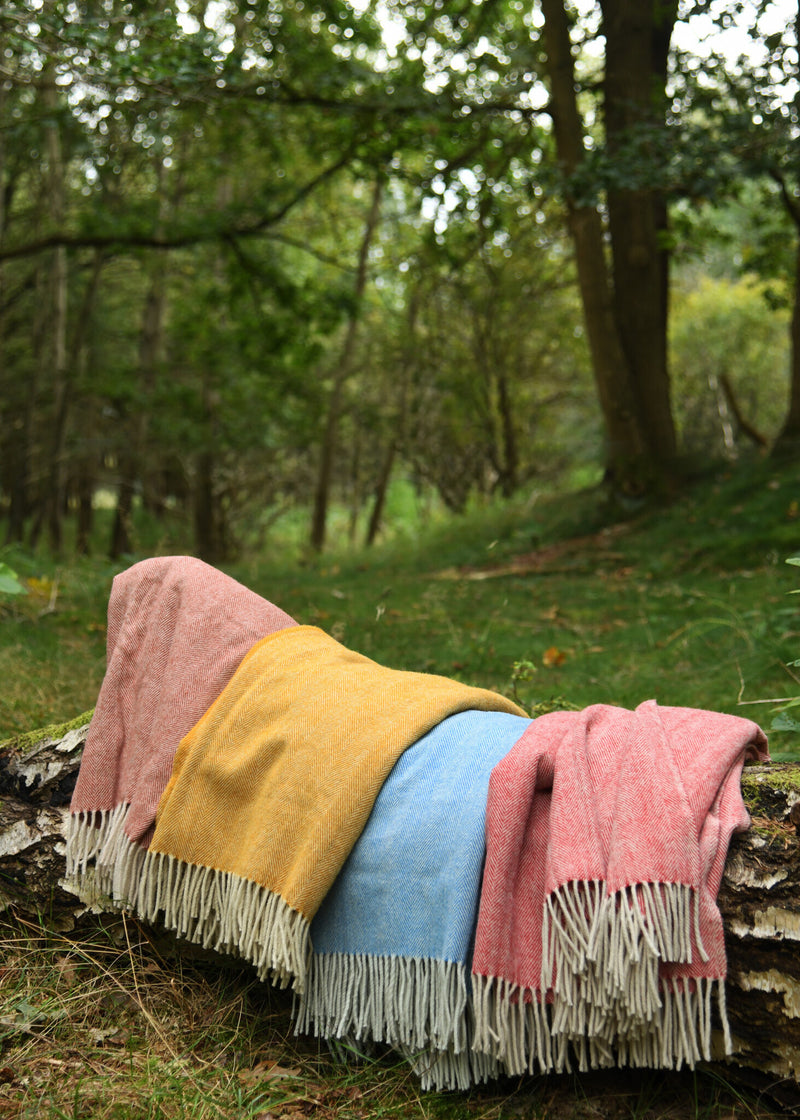 100% wool blanket / cloak, herringbone, blue