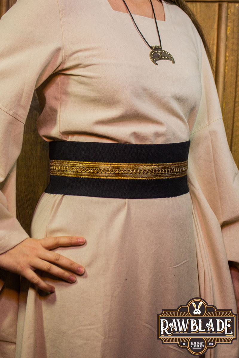 Jeanne tyger bälte - Svart/guld 