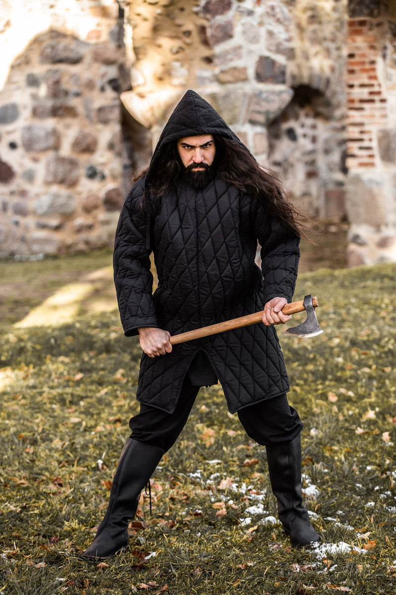 Middeleeuwse gambeson, zwart