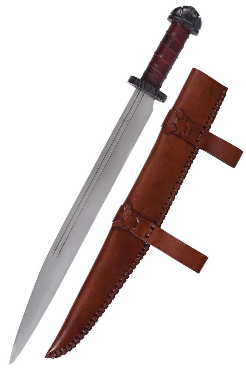 9e eeuwse sax met leren grip, semi-scherp