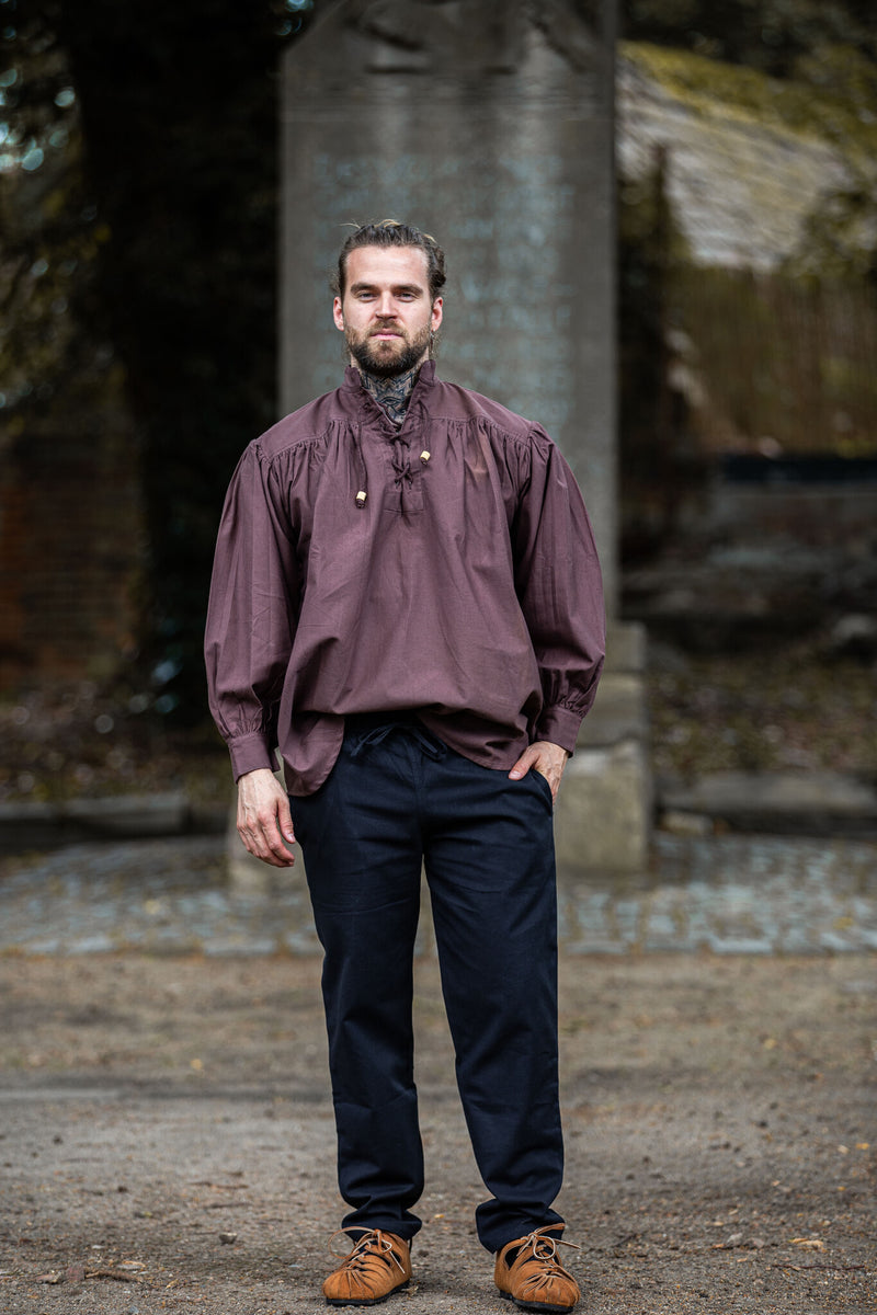 Piraten hemd met kraag, bruin