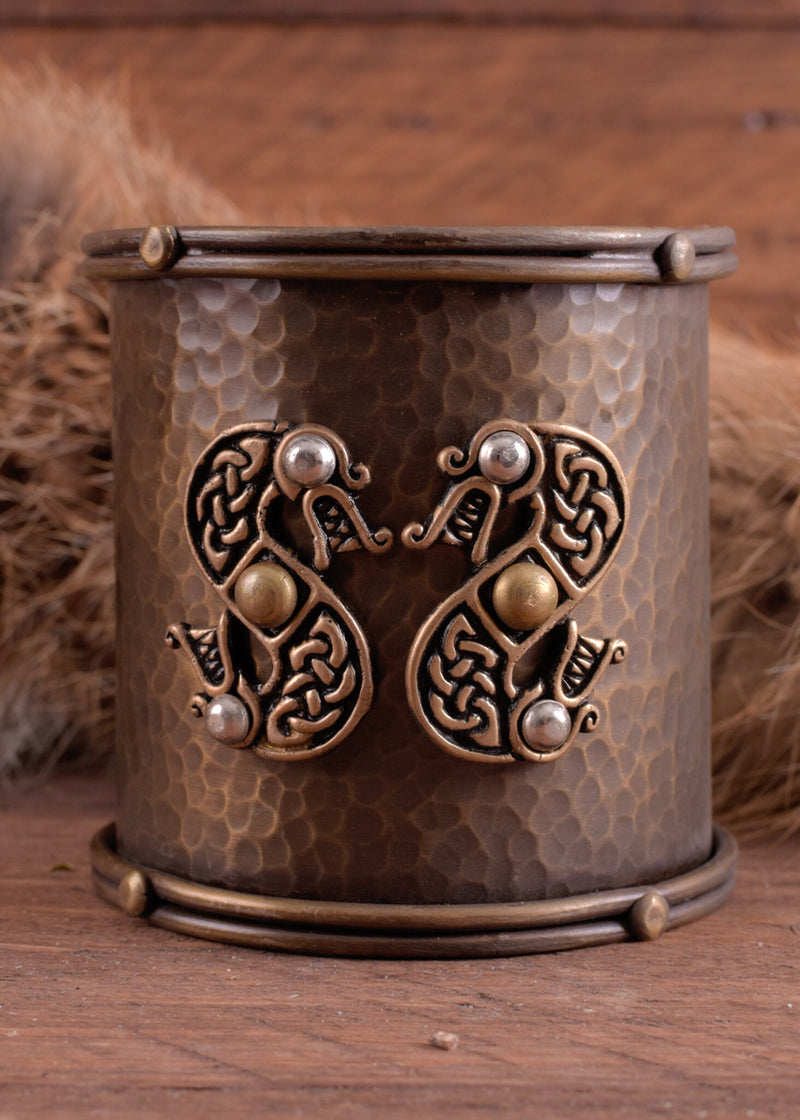Celtic bracelet with snake motives, brass