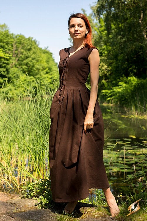 Middeleeuwse kirtle Elaine, bruin