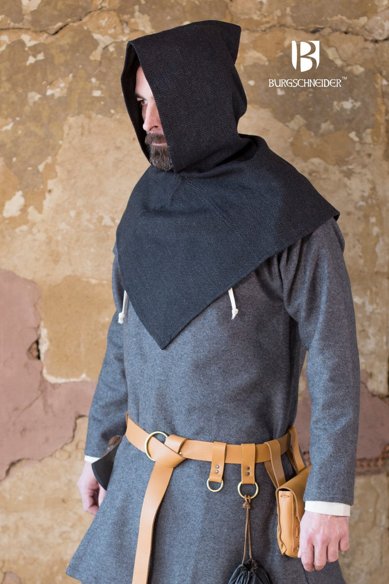 Kaproen vissegraatmotief Knud, zwart-grijs, wolmix