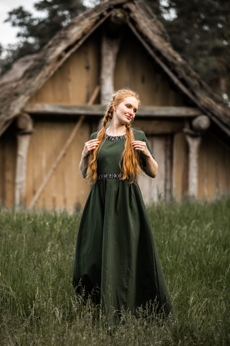 Middelalderlige kjole Ennlin, grøn 