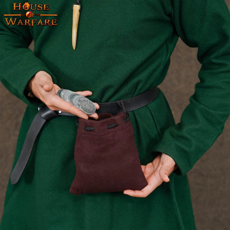 Bolsa medieval de lana, marrón 